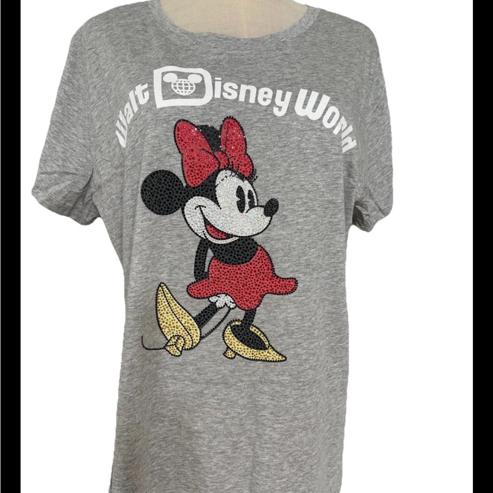 Walt Disney World Minnie Mouse Embellished Women’s Shirt XL Sparkle Short